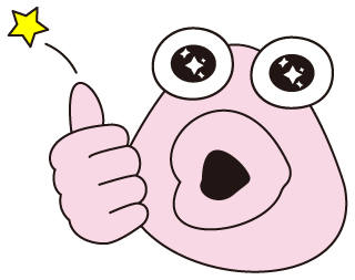 A Kapikapi sticker: a pink character giving a thumbs-up